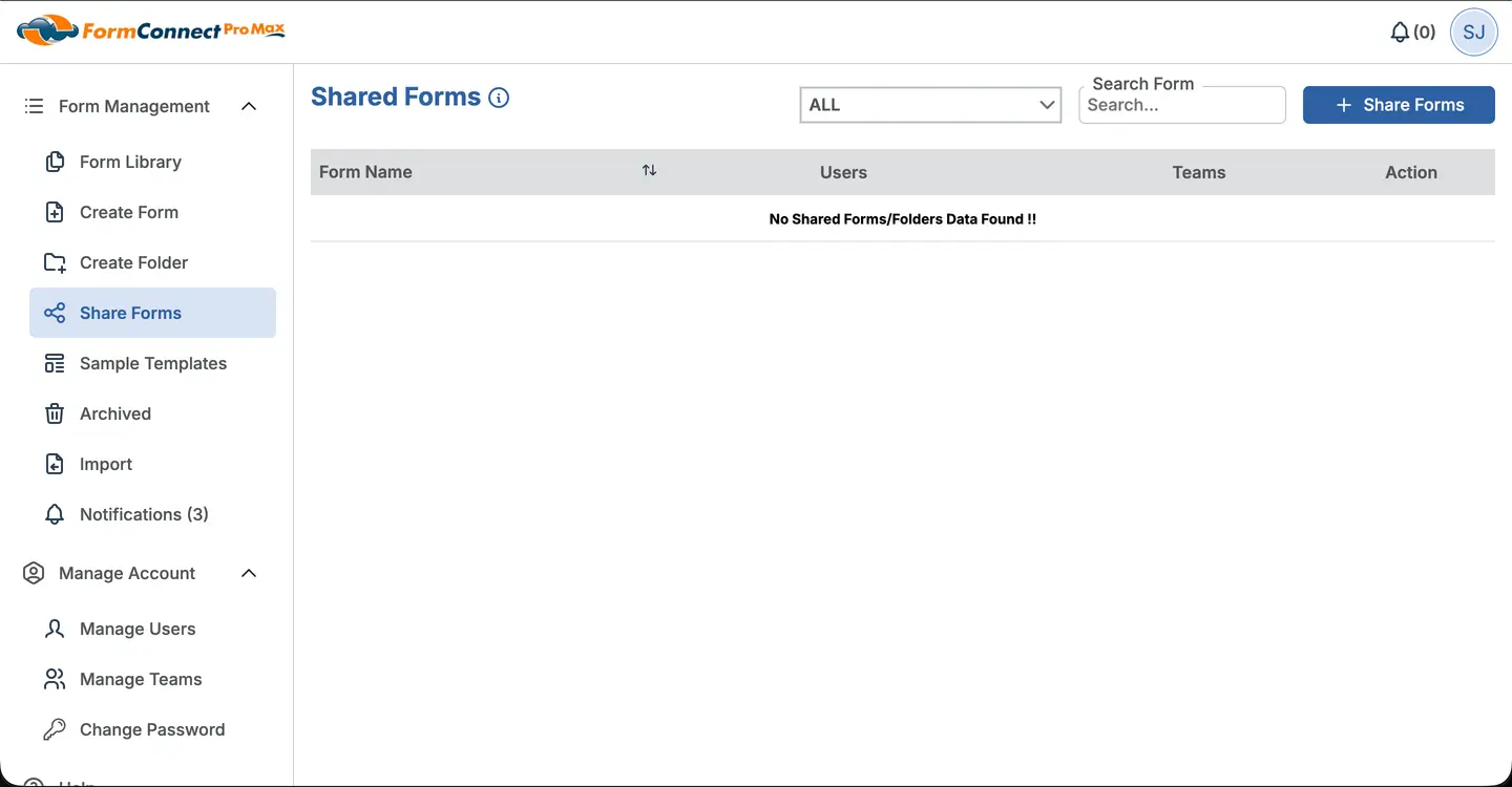 Share Forms Page
