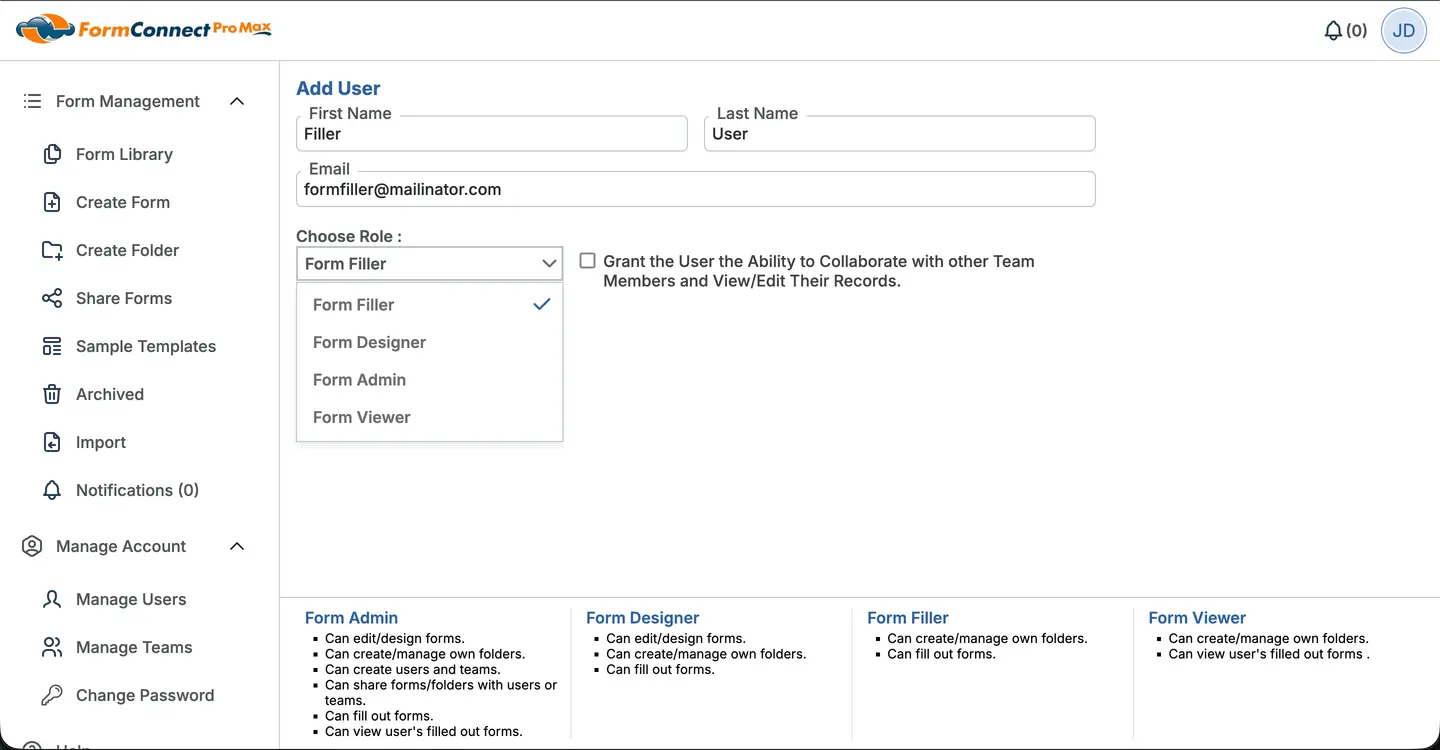 Select User Role