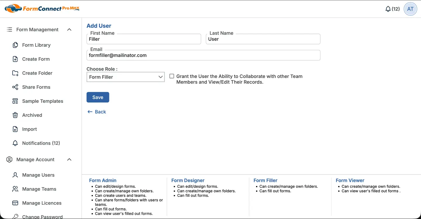 Fill User Form