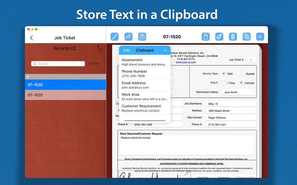 Copying field values with the FormConnect clipboard tool