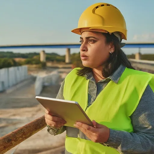 Construction supervisor completing site safety forms with FormConnect on tablet