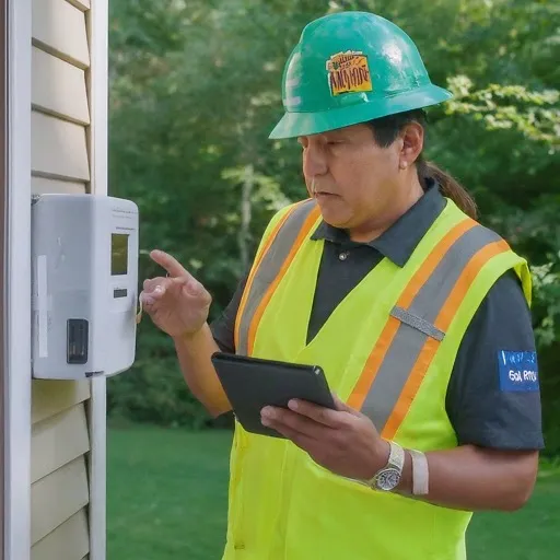Energy field worker completing digital inspection forms