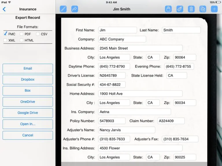 Export Record Options