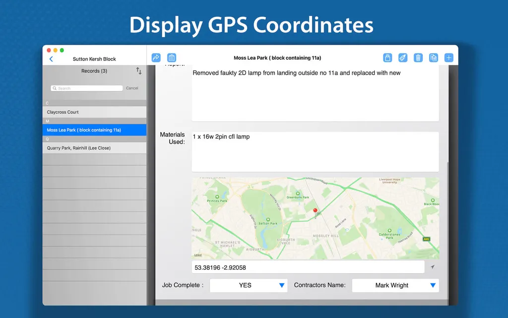 Recording GPS location data on a FormConnect mobile form
