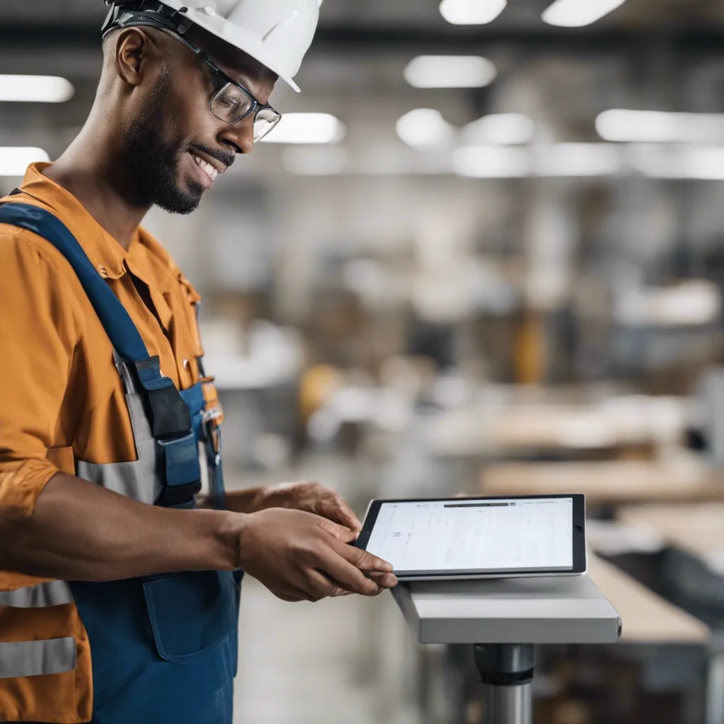 Manufacturing quality checks logged on a tablet form